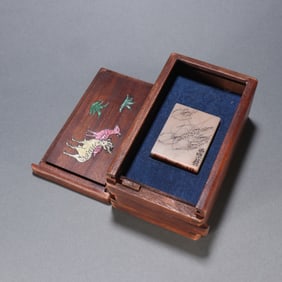 Shoushan Carved Shrimp Pattern Stone Seal,Qi Baishi Mark