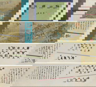 Zhou Fang mark, Chinese Immortals Painting, Ink and Color on Silk, Handscroll