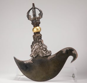 Gilt Silver Carved Dragon Pattern Vajra Ornament