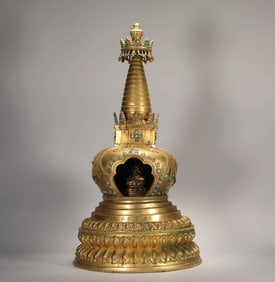 Gilt Bronze Inlaid Turquoise Buddha Niche