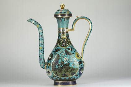 Bronze Cloisonne Carved Pine Tree Pattern Pot