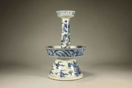 Blue and White Dragon Pattern Porcelain Candlestick