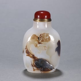 Agate Carved Pine Tree and Eagle Pattern Snuff Bottle