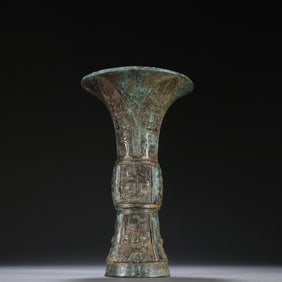 Chinese Bronze Carved Beast Face Pattern Flower Pot