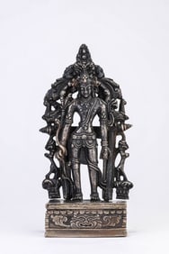 A Silver-Inlaid Alloy Copper Figure of Padmapani