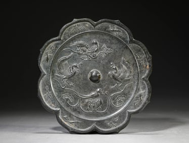 A Bronze 'Flower-and-Bird' Mirror
