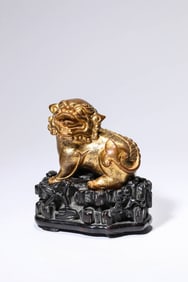A Gilt-Bronze Lion Ornament