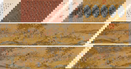 Ding Guanpeng (act. 18th century), attributed to, Peaceful Spring Activities Handscroll