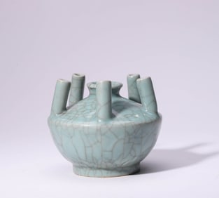 A Longquan Celadon 'Lotus' Six-Spouted Vase