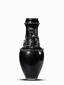 A Ding-Type Black-Gold Glazed 'Coiled Dragon' Vase