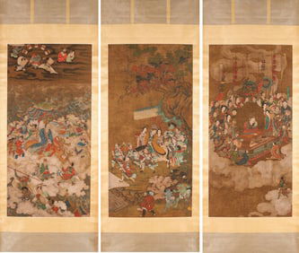 Wang Zhenpeng (act. 14th century), attributed to, Three-Panel Screen