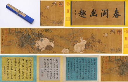 Emperor Huizong (1082-1135), attributed to, Secluded Pleasures of a Spring Stream Handscroll