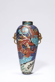 A Cloisonné Enamel 'Dragon' Wall Vase
