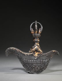 A Tibetan Iron and Gold Ritual Vajra Knife