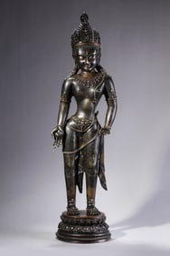 A Tibetan Guge-Style Silver-and-Copper-Inlaid Alloy Copper Figure of Padmapani
