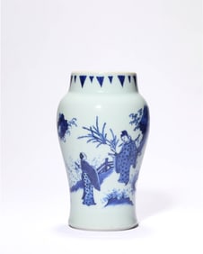 A Blue and White 'Figure' Lotus-Seed Jar