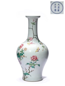 A Famille-Rose 'Butterfly-and-Flower'Vase