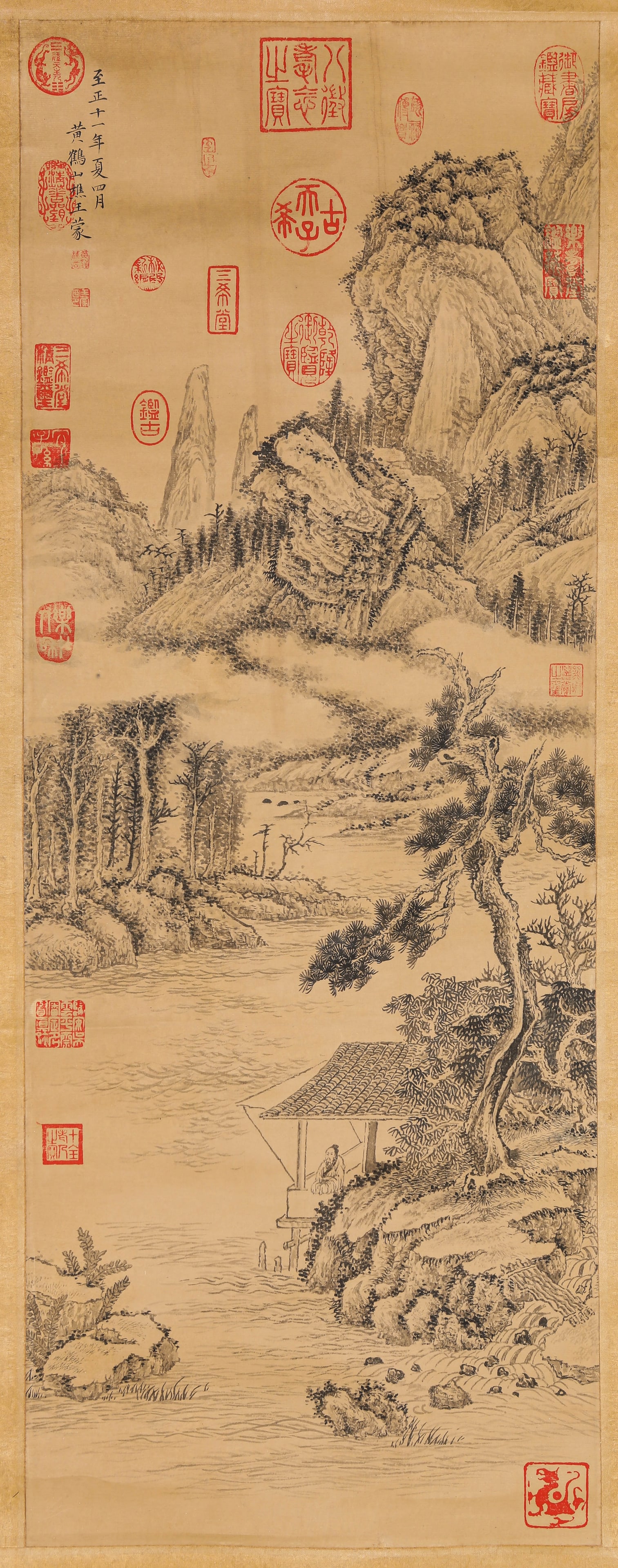 Wang Meng (1308-1385), attributed to, Landscape: Wang Meng (1308-1385), attributed to, Landscape (34.5 x 91cm)