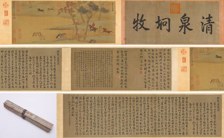 Zhao Mengfu (1254-1322), attributed to, Watering Horses Handscroll