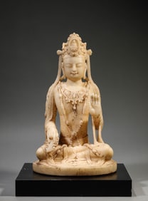 A White Marble Seated Figure of Guanyin