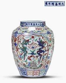 A Wucai 'Dragon' Jar