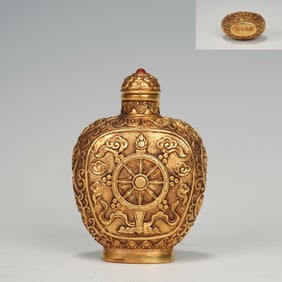 Gilt Bronze Carved Flower Pattern Snuff Bottle