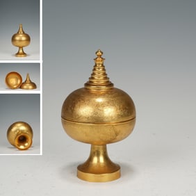 Gilt Bronze Carved Flower Pattern Lid Pot