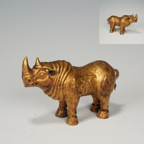 Gilt Silver Carved Rhinoceros Shape Ornament