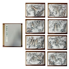 Chinese Drawing Landscape Painting Album,Dong Shouping Mark
