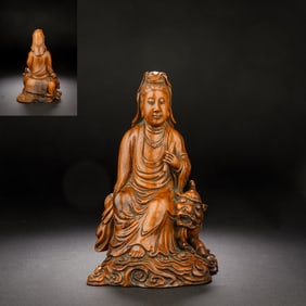 Huanghuali Wood Manjushri Figure