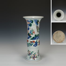 Wucai Character Story Pattern Porcelain Flower Pot