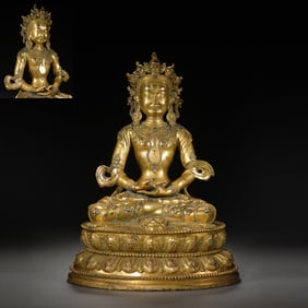 Gilt Bronze Infinite Life Buddha Figure