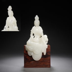 Jade Carved Avalokitesvara Figure