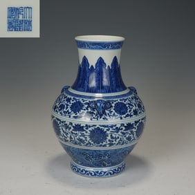 Blue and White Flower Branch Pattern Porcelain Zun