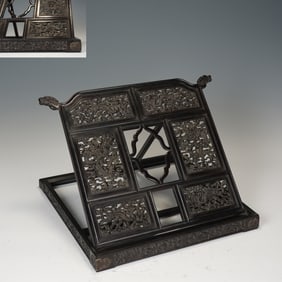 Red Sandalwood Carved Dragon Pattern Mirror Holder