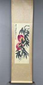 Chinese Drawing Peach Painting,Qi Baishi Mark