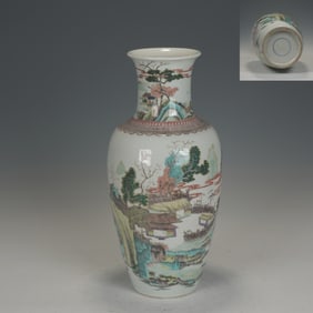 Wucai Landscape Pattern Porcelain Vase