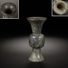 Jade Carved Beast Face Pattern Flower Pot