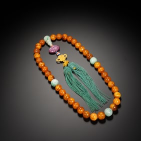 Beeswax and Jadeite Bead Bracelet