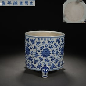 Blue and White Flower Branch Pattern Porcelain Incense Burner