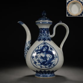 Blue and White Dragon Pattern Porcelain Pot