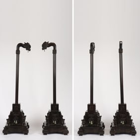 Red Sandalwood Carved Dragon Shape Shelf