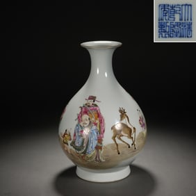 Famille Rose Character Story Pattern Porcelain Vase