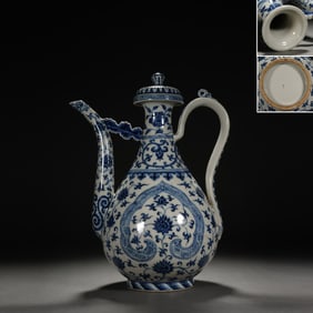 Blue and White Flower Branch Pattern Porcelain Pot