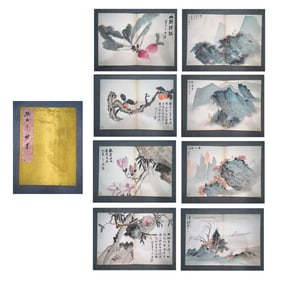 Chinese Drawing Flower and Landscape Painting Album,Zhang Daqian Mark