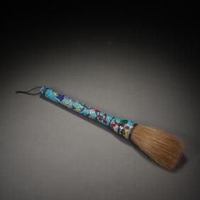 Bronze Cloisonne Carved Flower Pattern Writing Brush