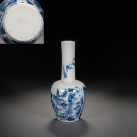 Blue and White Landscape Pattern Porcelain Vase
