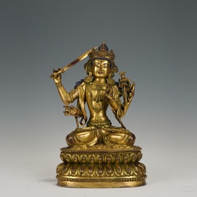 Gilt Bronze Four Armed Manjushri Figure