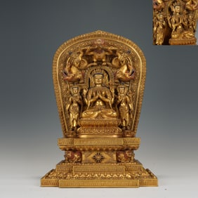 Gilt Bronze Four Armed GuanYin Figure