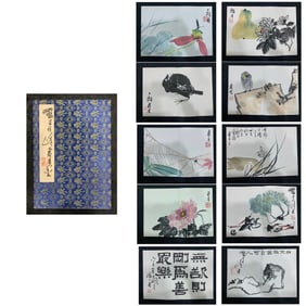 Chinese Drawing Flower and Bird Painting Album,Pan Tianshou Mark